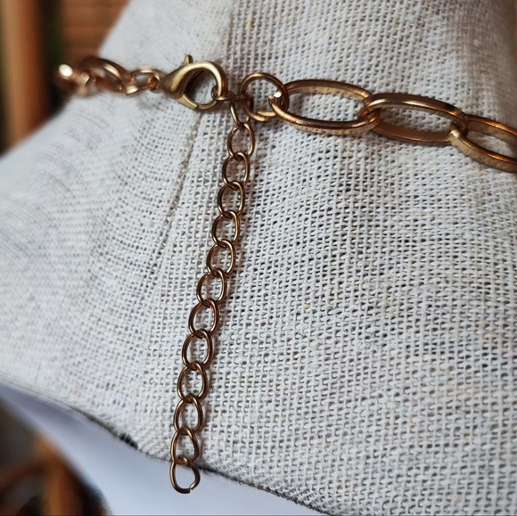 Gold Tone Round Textured Rings Necklace Vintage MCM Jewelry - Picture 5 of 8